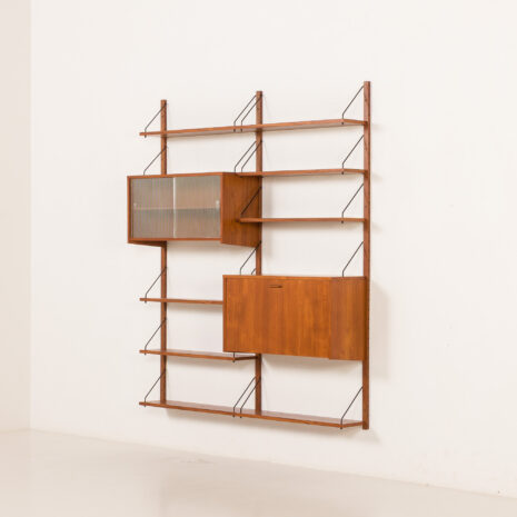 25510 Scandinavian shelving wall unit with bar cabinet, Denmark, 1960s -3