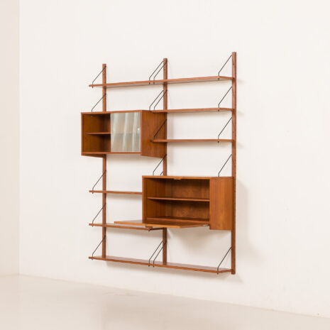 25510 Scandinavian shelving wall unit with bar cabinet, Denmark, 1960s -5 25510 Scandinavian shelving wall unit with bar cabinet, Denmark, 1960s -5