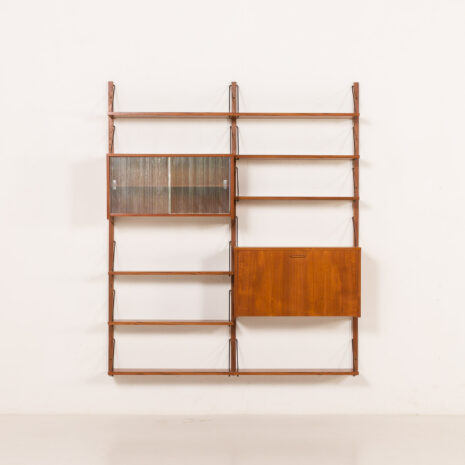 25510 Scandinavian shelving wall unit with bar cabinet, Denmark, 1960s -7 25510 Scandinavian shelving wall unit with bar cabinet, Denmark, 1960s -7