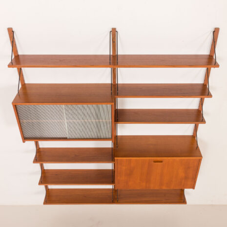 25510 Scandinavian shelving wall unit with bar cabinet, Denmark, 1960s -8 25510 Scandinavian shelving wall unit with bar cabinet, Denmark, 1960s -8