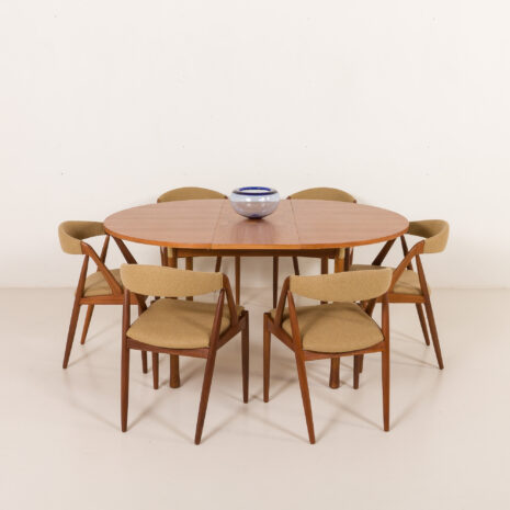 25546 Italian mid century round teak table with brass details, 1960s -1 25546 Italian mid century round teak table with brass details, 1960s -1