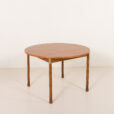 25546 Italian mid century round teak table with brass details, 1960s -12