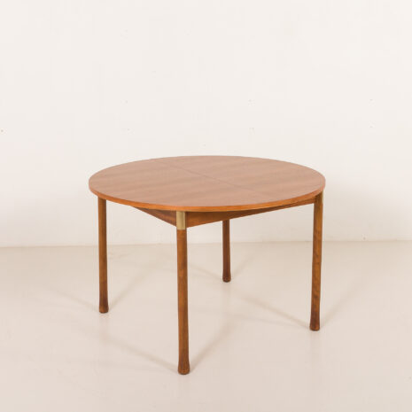 25546 Italian mid century round teak table with brass details, 1960s -12 25546 Italian mid century round teak table with brass details, 1960s -12