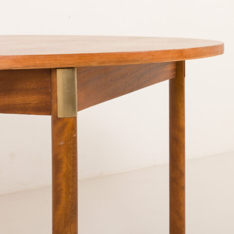 25546 Italian mid century round teak table with brass details, 1960s -14 25546 Italian mid century round teak table with brass details, 1960s -14