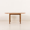 25546 Italian mid century round teak table with brass details, 1960s -2