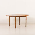 25546 Italian mid century round teak table with brass details, 1960s -4
