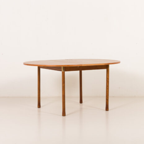 25546 Italian mid century round teak table with brass details, 1960s -4 25546 Italian mid century round teak table with brass details, 1960s -4