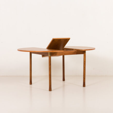 25546 Italian mid century round teak table with brass details, 1960s -8 25546 Italian mid century round teak table with brass details, 1960s -8