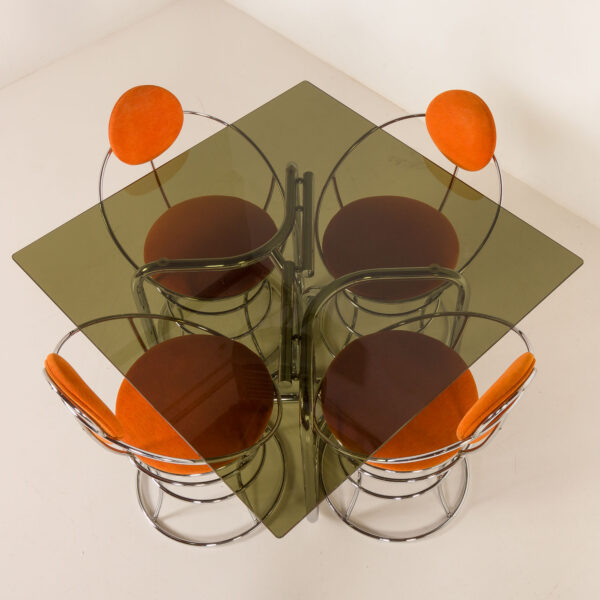 26040 Italian Space Age dining table with 4 chairs, 1970s-11